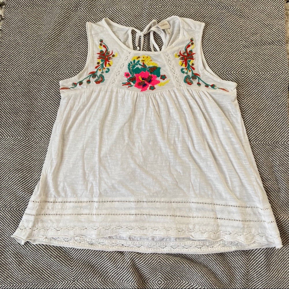 CUPIO Women’s embroidered and beaded tank